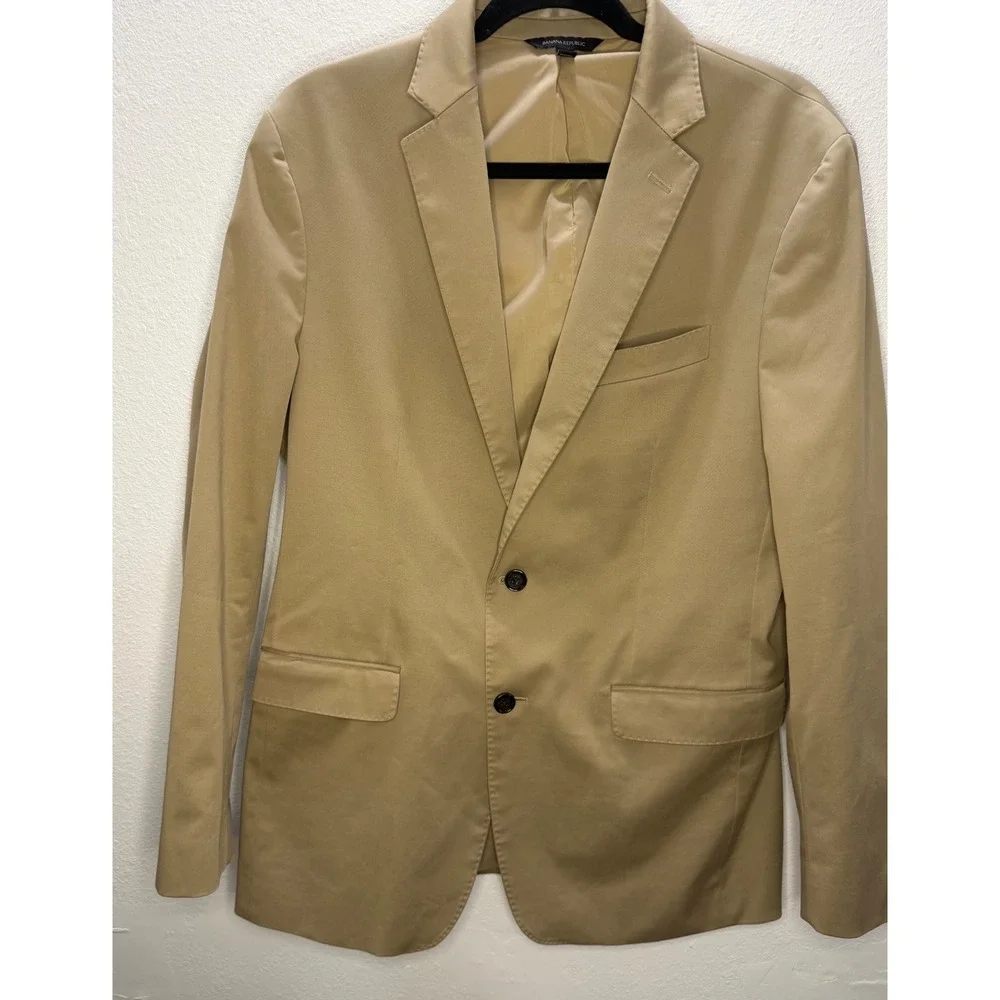 Banana Republic Rapid Movement Blazer 40R Tan Khaki Stretch Sport Coat Mens